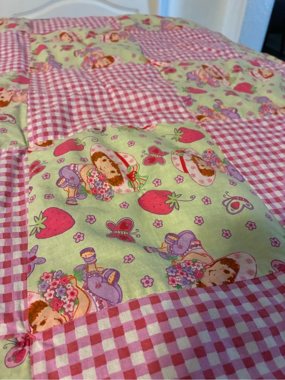 Strawberry Shortcake Gingham Patchwork Child’s Quilt